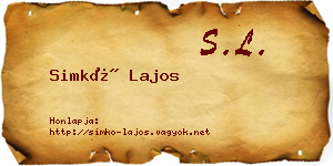 Simkó Lajos névjegykártya